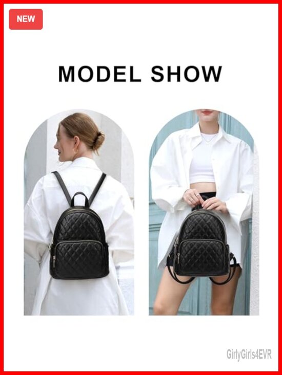Quilted PU Leather Small Backpack for Women Daypack Purse main image 5